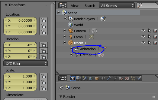 Blender selected object with animation